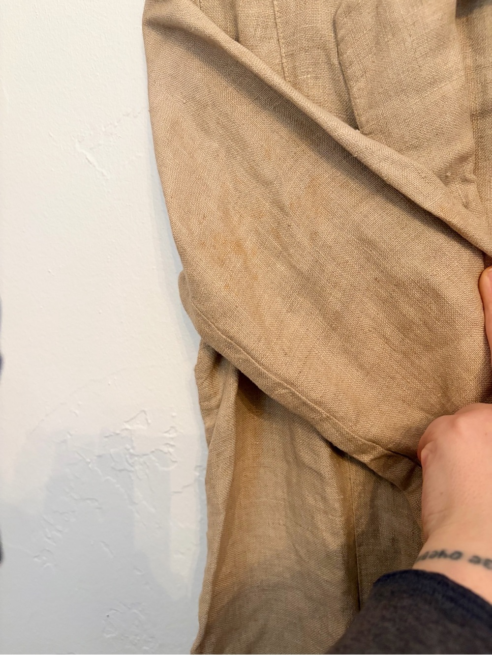 Beige Linen Long Blazer Jacket, L/XL - Picture 7 of 9